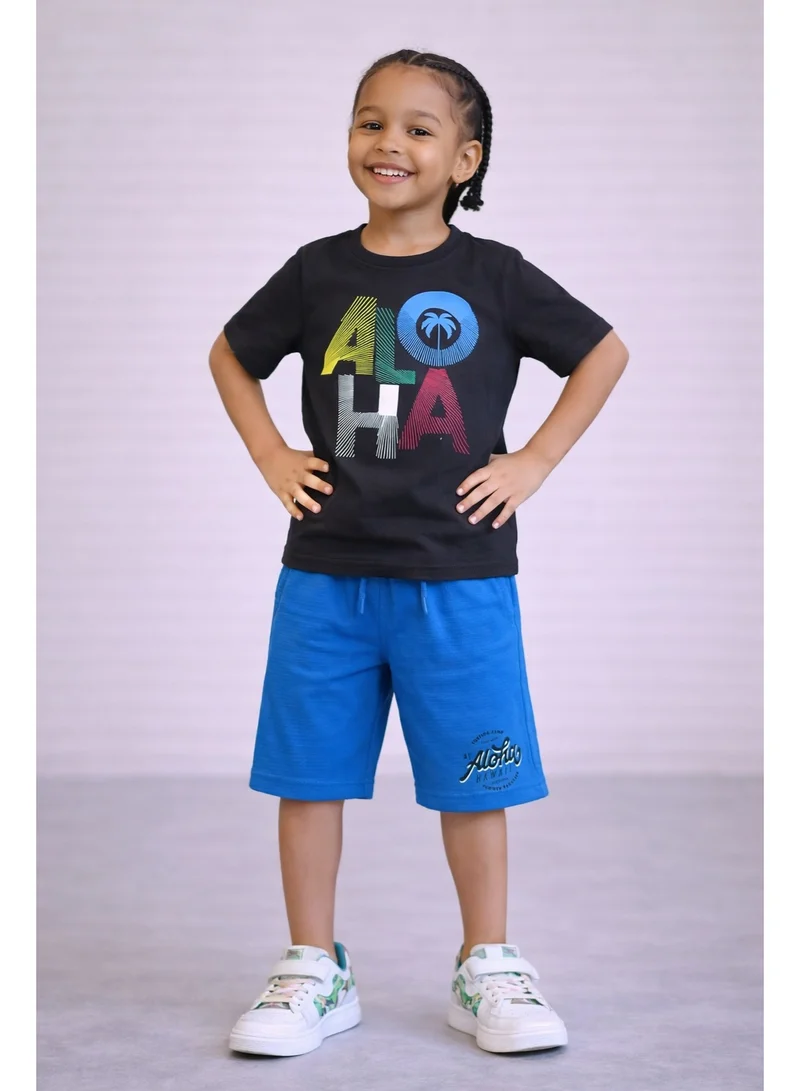victor and jane Boys’ 2-Piece Set – “Aloha” Graphic T-Shirt & Shorts